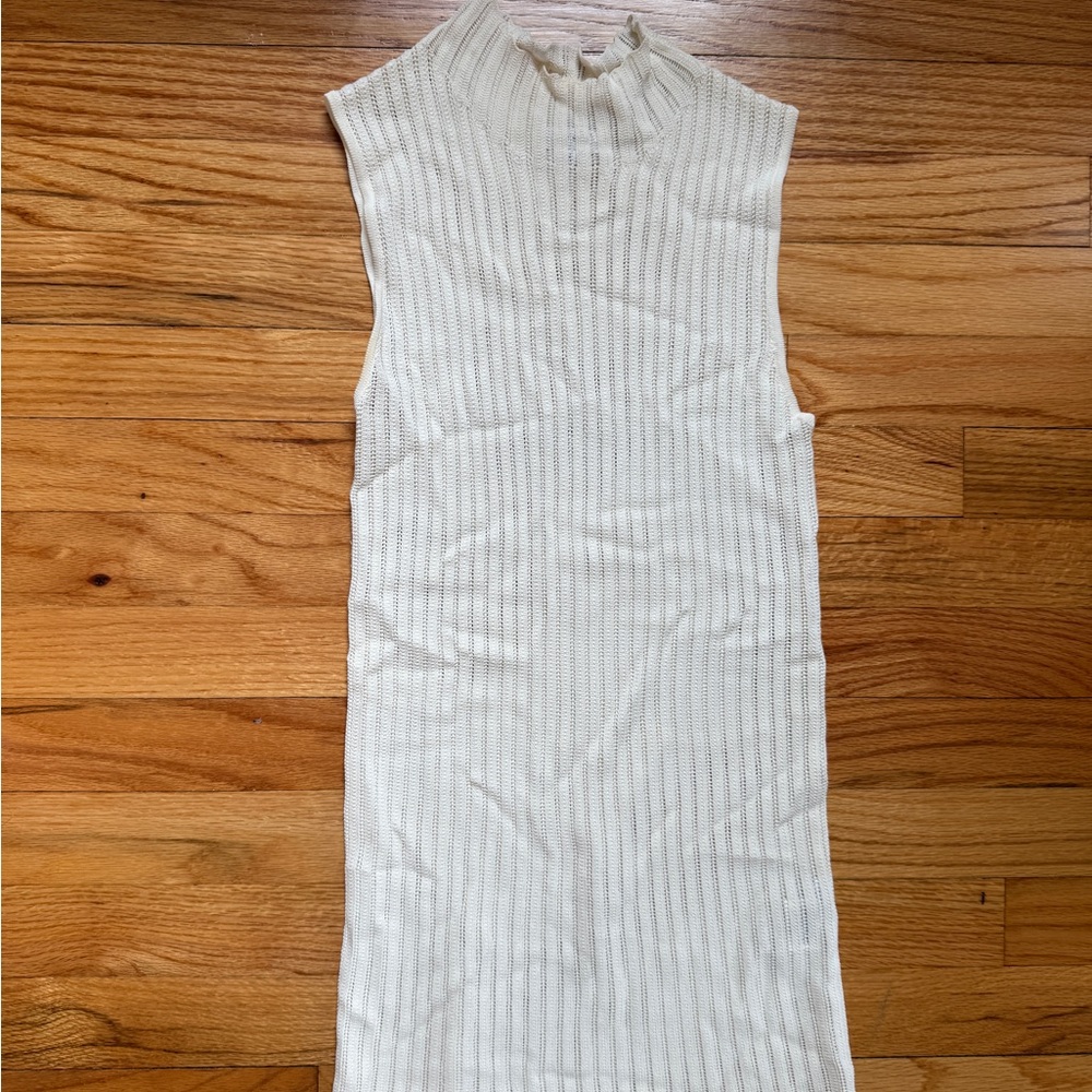 Reiss White Mesh Mock Neck Long Tank - 0